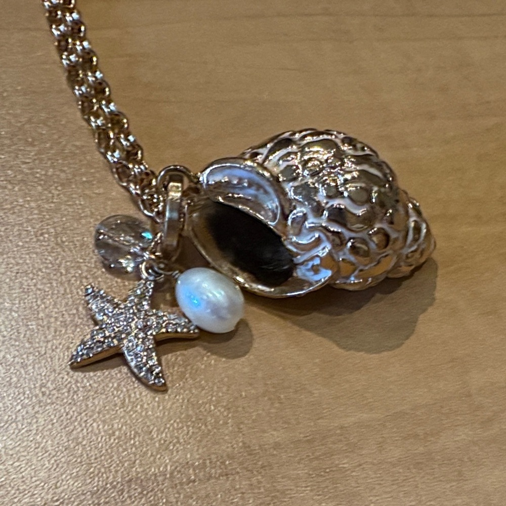 Brighton Gold Seashell Necklace with Starfish and Pearl